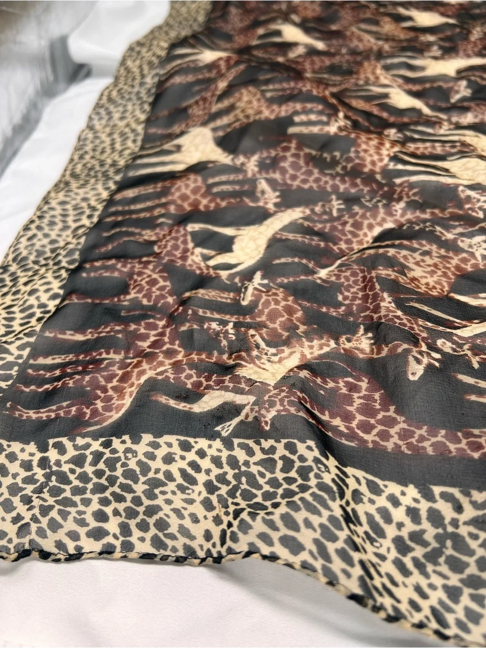 Animal Print Lightweight scarf Brown and Cream